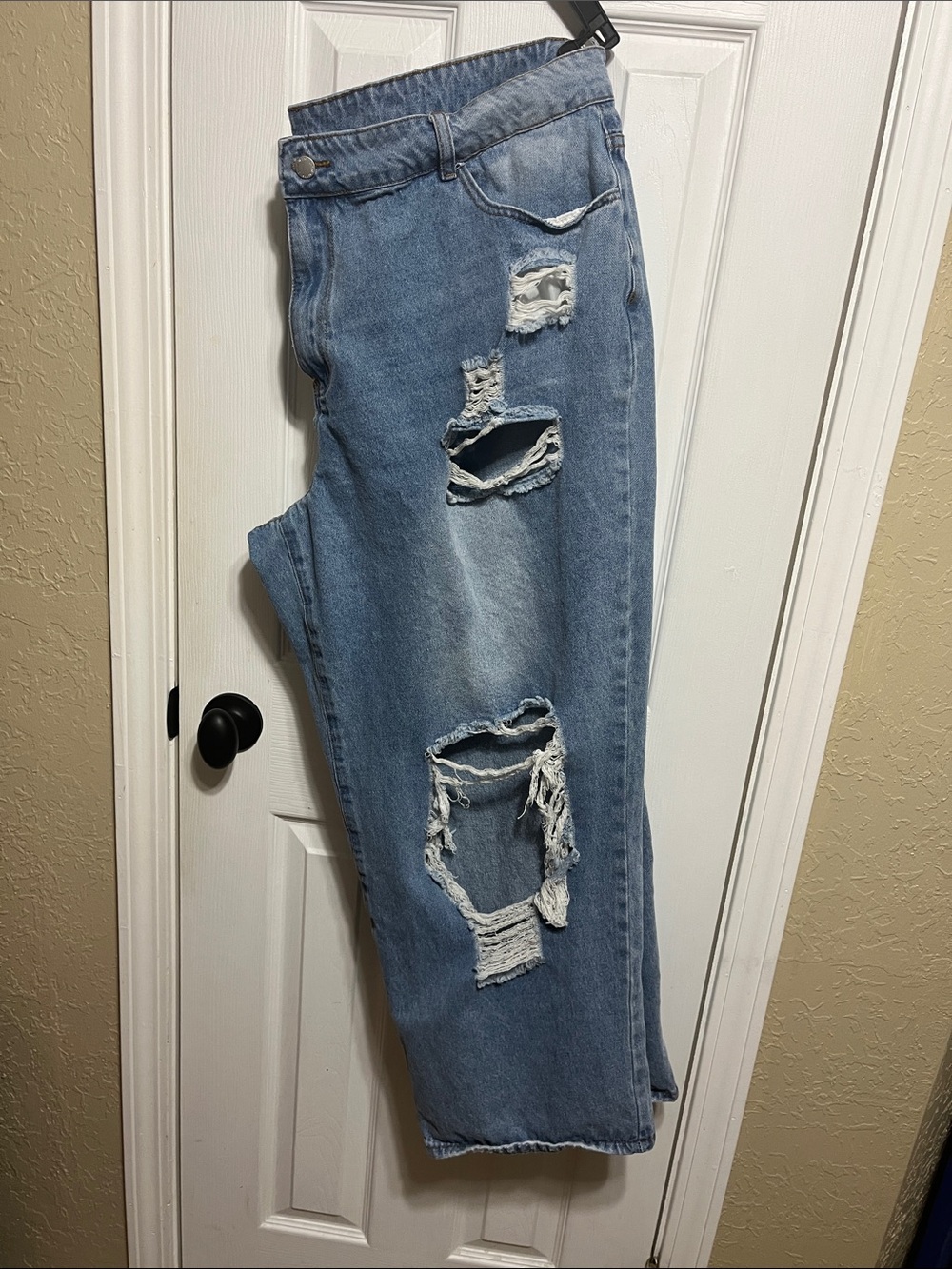 Light Blue Distressed Ripped Jeans - Picture 3 of 4